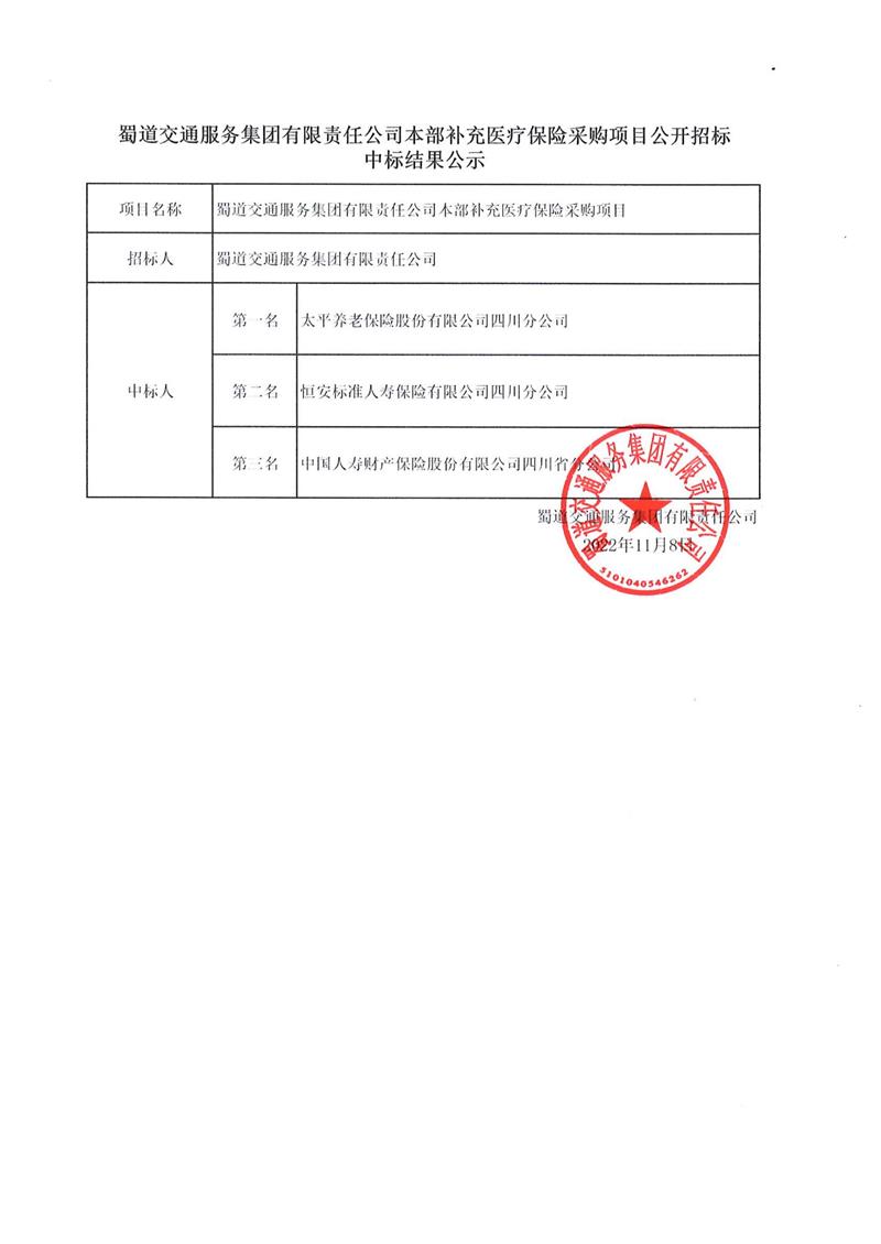 蜀道交通效劳集团有限责任公司本部增补医疗包管采购项目果真招标中标效果公示_00.jpg